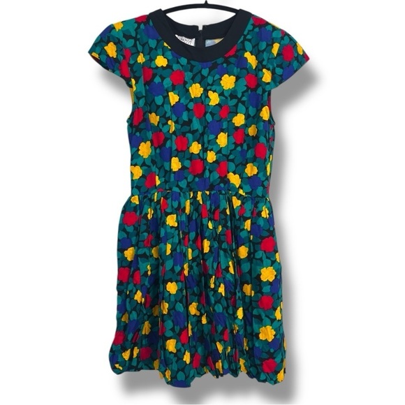 Vintage 90’s Kathryn Conover Blue/Red Floral Fit N Flare Bubble Hem Mini dress - Picture 1 of 6